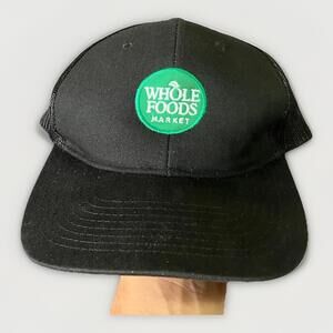 Whole Foods Market Employee Hat Black Mesh Trucker Snapback Cap Grocery Store